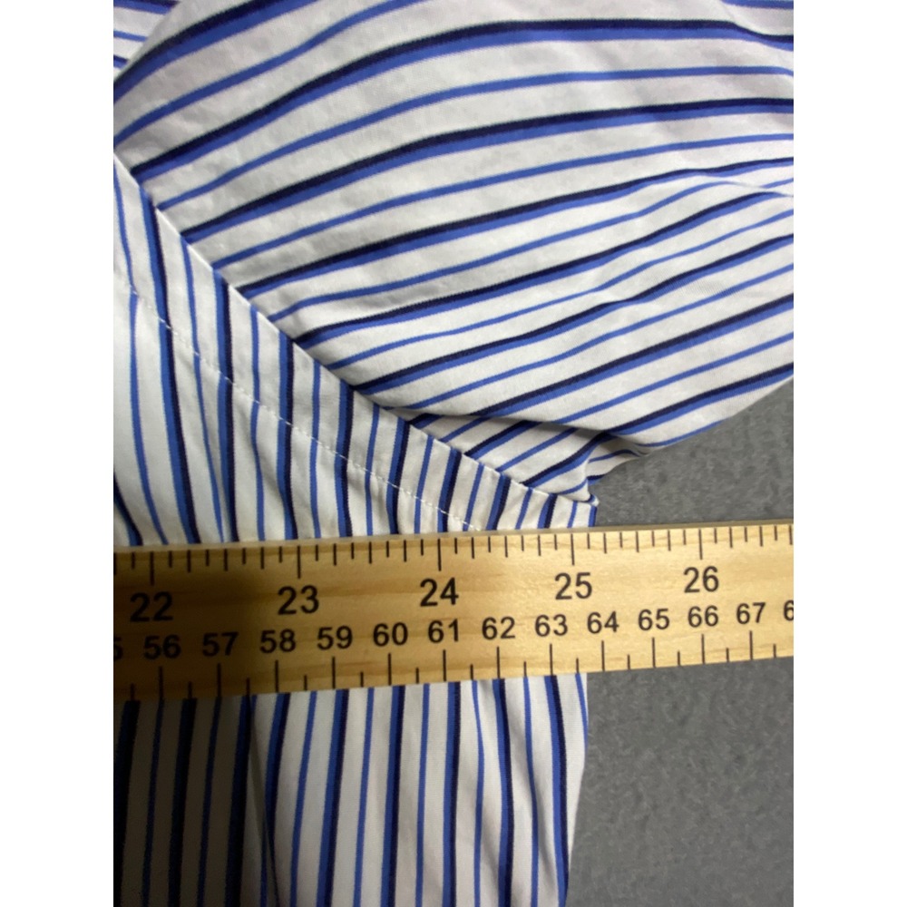 Ralph Lauren Classic Fit Blue White Stripe Button Down Shirt Size 16 1/2 34/35 - Picture 3 of 8